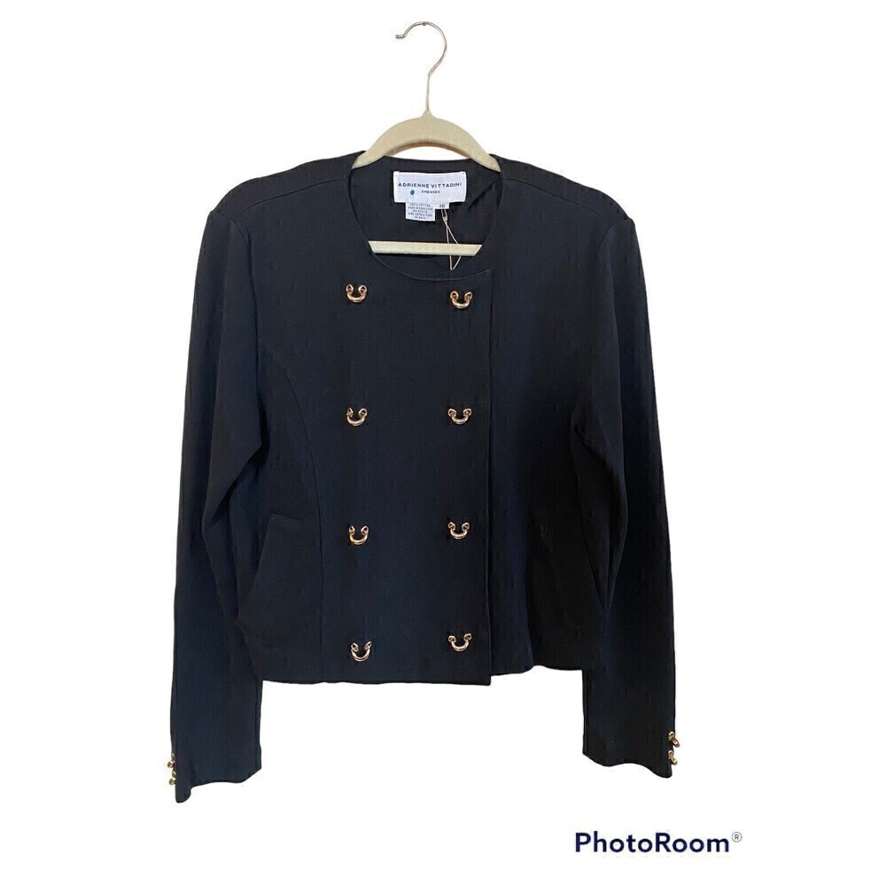 Aderienne Vittadini Black Gold Button Stretch Blazer Sz. 10